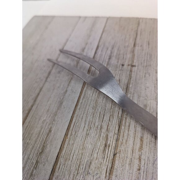Vintage Household Stainless Steel Meat Fork 12" Wood Handle - Picture 6 of 7